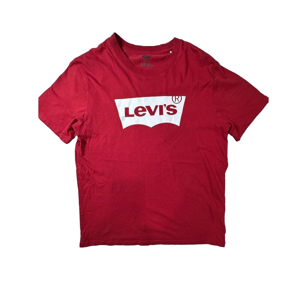 Levi's Men's Red Cotton Knit Logo Graphic Crew Neck T-Shirt Regular Fit Medium